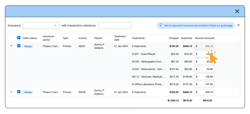 Dentally's bulk reconciliation tool