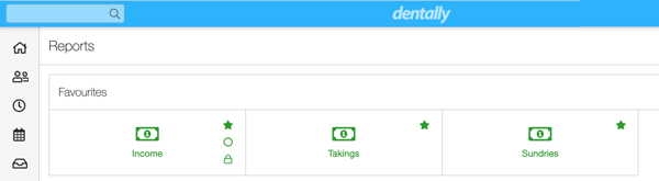 Dentally Screenshot - Income, Takings, Sundries as favourites