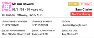 Dentally Patient Details from appointment screen-1
