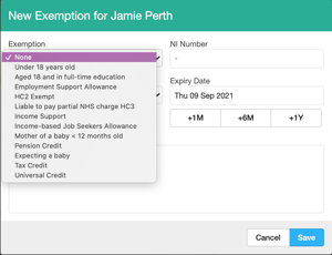 Dentally screenshot - NHs Scotland - Exemption list-1